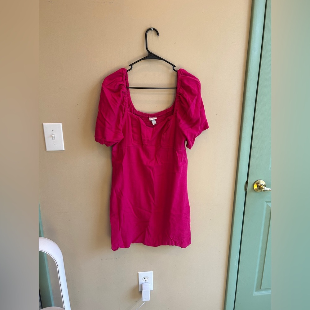 a new day Bright Pink Square-Neck Puff Sleeve dress